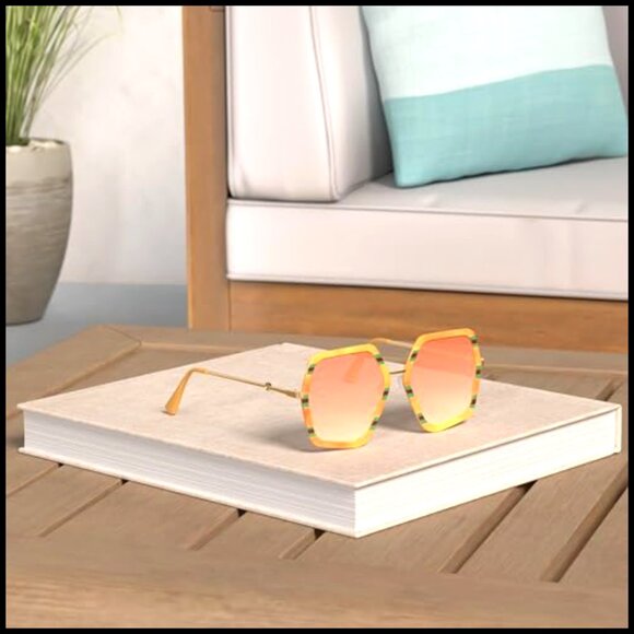 Large Hexagon Sunglasses, Oversized Geometric Design, UV400 Protection